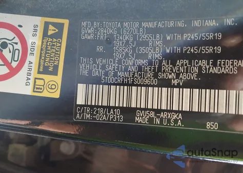 2015 Toyota Highlander Hybrid Limited Platinum V6 из США, поврежденный, VIN 5TDDCRFH1FS009600